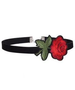 Gothic Collars Red Rose Embroidered Choker