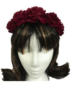 Gothic Hair Accessories Red Rose Hair Garland Gothic Headdress