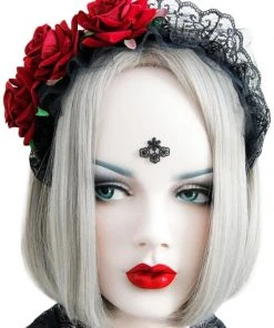 Lace Jewellery Gothic Accessories Red Rose Lolita Headband