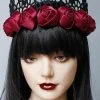 Gothic Hair Accessories Red Satin Gothic Rose Crown Gothic Accessories 2 Gothic Hair Accessories Red Satin Gothic Rose Crown Gothic Accessories