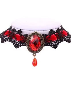Lace Jewellery Red Velvet Victorian Gothic Lace Choker
