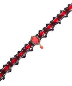 Lace Jewellery Red Velvet Victorian Gothic Lace Choker