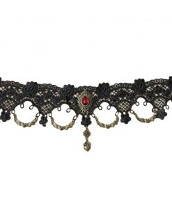 Lace Jewellery Gothic Jewellery Black Lace Gothic Choker With Red Gem 9 Lace Jewellery Gothic Jewellery Black Lace Gothic Choker With Red Gem