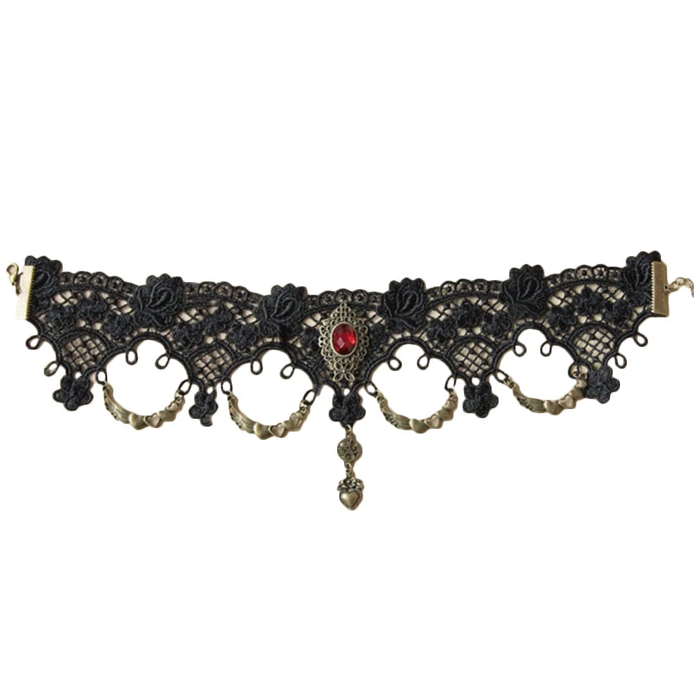 Lace Jewellery Gothic Jewellery Black Lace Gothic Choker With Red Gem 5 Lace Jewellery Gothic Jewellery Black Lace Gothic Choker With Red Gem