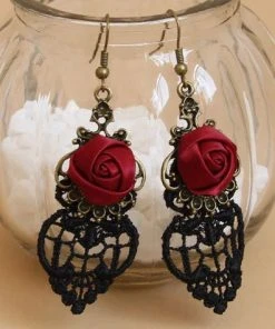 Lace Jewellery Red Rose Gothic Lace Earrings Gothic Jewellery 9 Lace Jewellery Red Rose Gothic Lace Earrings Gothic Jewellery