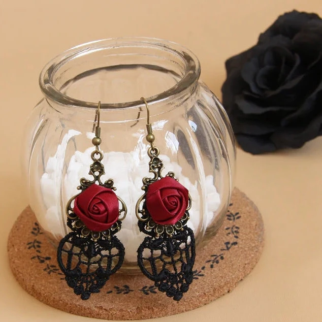 Lace Jewellery Red Rose Gothic Lace Earrings Gothic Jewellery 5 Lace Jewellery Red Rose Gothic Lace Earrings Gothic Jewellery