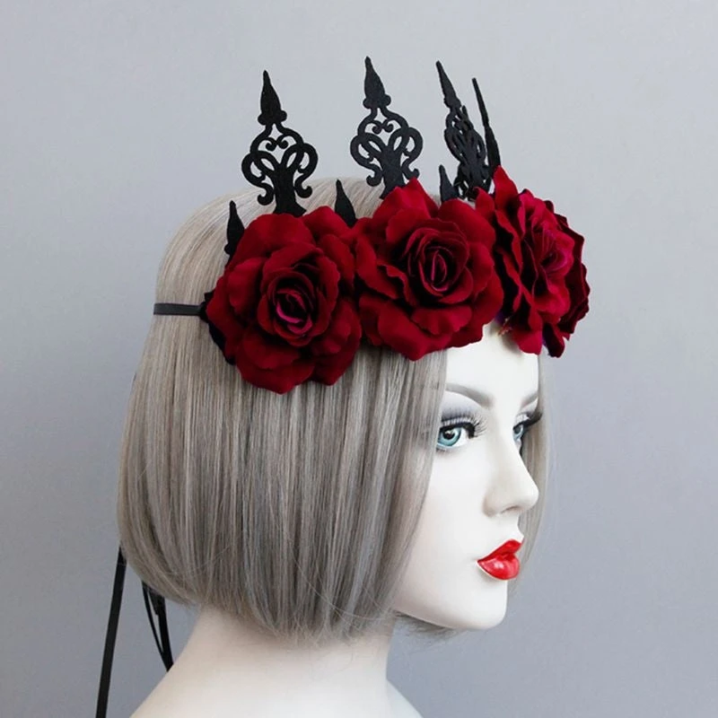 Gothic Hair Accessories Gothic Accessories Red Rose Gothic Crown 6 Gothic Hair Accessories Gothic Accessories Red Rose Gothic Crown