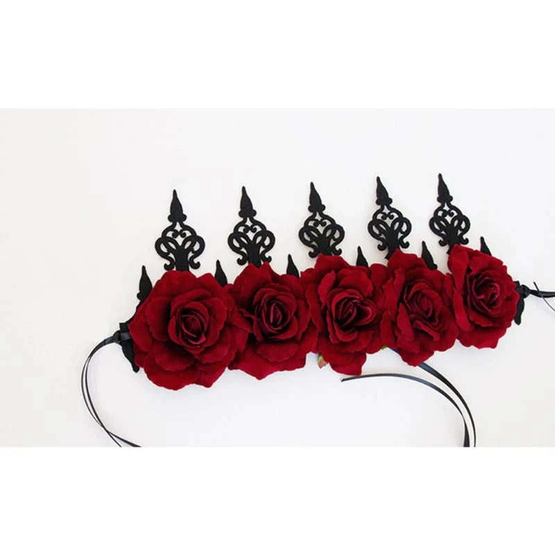 Gothic Hair Accessories Gothic Accessories Red Rose Gothic Crown 5 Gothic Hair Accessories Gothic Accessories Red Rose Gothic Crown