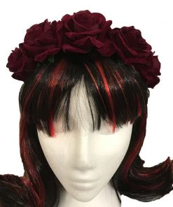 Gothic Hair Accessories Red Rose Hair Garland Gothic Headdress