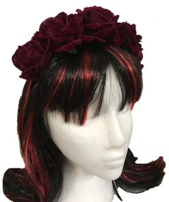 Gothic Hair Accessories Red Rose Hair Garland Gothic Headdress