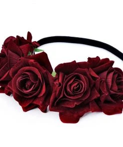 Gothic Hair Accessories Red Rose Hair Garland Gothic Headdress