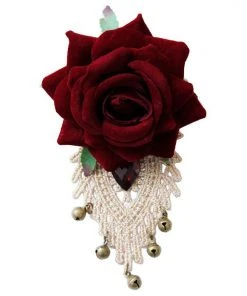 Lace Jewellery Gothic Jewellery Red Rose Ivory Lace Steampunk Brooch