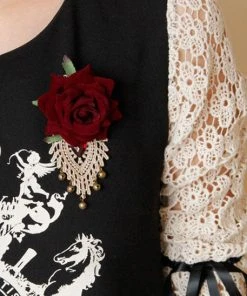 Lace Jewellery Gothic Jewellery Red Rose Ivory Lace Steampunk Brooch