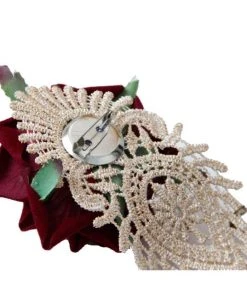 Lace Jewellery Gothic Jewellery Red Rose Ivory Lace Steampunk Brooch