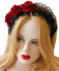 Lace Jewellery Gothic Accessories Red Rose Lolita Headband