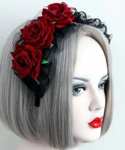 Lace Jewellery Gothic Accessories Red Rose Lolita Headband