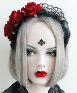 Lace Jewellery Gothic Accessories Red Rose Lolita Headband