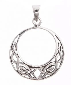 Seventh Sense Round Celtic Crescent Pendant Silver