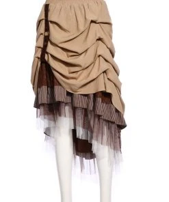 RQBL Gathered Hitched Steampunk Skirt Ladies Steampunk Clothing