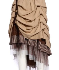 RQBL Gathered Hitched Steampunk Skirt Ladies Steampunk Clothing