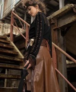 RQBL Steampunk Bumblebee Shirt With Jabot Ladies Steampunk Clothing