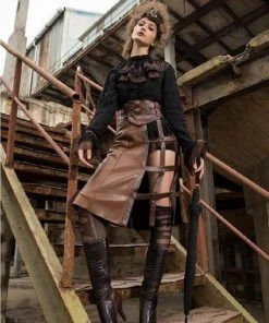 RQBL Steampunk Bumblebee Shirt With Jabot Ladies Steampunk Clothing