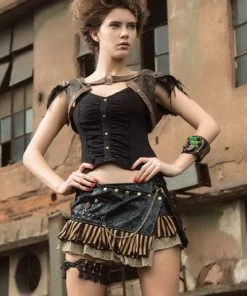 Ladies Steampunk Clothing RQBL Brown Steampunk Bolero