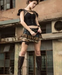 Ladies Steampunk Clothing RQBL Brown Steampunk Bolero