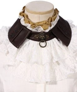 RQBL White Jabot And Wristbands Ladies Steampunk Clothing