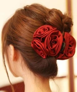 Gothic Hair Accessories Gothic Accessories Satin Rose Large Claw Hair Clip