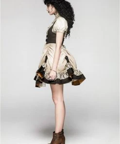 Ladies Steampunk Clothing Punk Rave Saturna Dress Cream