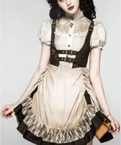 Ladies Steampunk Clothing Punk Rave Saturna Dress Cream