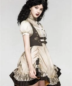 Ladies Steampunk Clothing Punk Rave Saturna Dress Cream