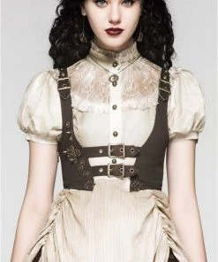 Ladies Steampunk Clothing Punk Rave Saturna Dress Cream