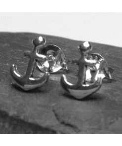 Steampunk Jewellery Seventh Sense Anchor Stud Earrings Silver
