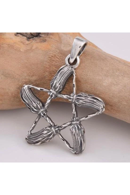 Seventh Sense Besom Pentagram Broomstick Pendant Silver 3 Seventh Sense Besom Pentagram Broomstick Pendant Silver