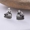 Seventh Sense Howling Wolf Head Stud Earrings Silver All Jewellery