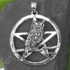 Seventh Sense Owls Rest With Pentagram Pendant Silver