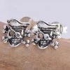 Seventh Sense Pirate Skull Stud Earrings Silver