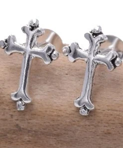 Seventh Sense Silver Cross Earrings Gothic Jewellery
