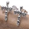 Seventh Sense Silver Cross With Skulls Stud Earrings