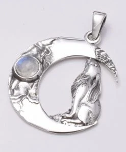 Seventh Sense Silver Moon Gazing Hare Pendant