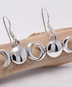 Seventh Sense Silver Triple Moon Drop Earrings All Jewellery