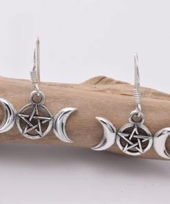 Seventh Sense Silver Triple Moon Earrings