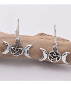 Seventh Sense Silver Triple Moon Earrings