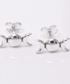 All Jewellery Seventh Sense Silver Triple Moon Stud Earrings