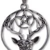 Seventh Sense Stag And Pentagram Pendant Silver All Jewellery