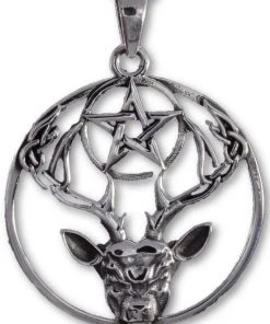 Seventh Sense Stag And Pentagram Pendant Silver All Jewellery