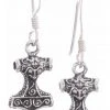 Seventh Sense Thors Hammer Earrings Silver Gothic Jewellery