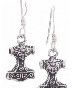 Seventh Sense Thors Hammer Earrings Silver Gothic Jewellery